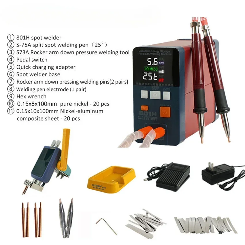 ل 801H ماكينة لحام نقطي 21KW 3500A نبض بعقب لحام 110-240 فولت بطارية الطاقة الألومنيوم النيكل بطارية واحدة بقعة لحام