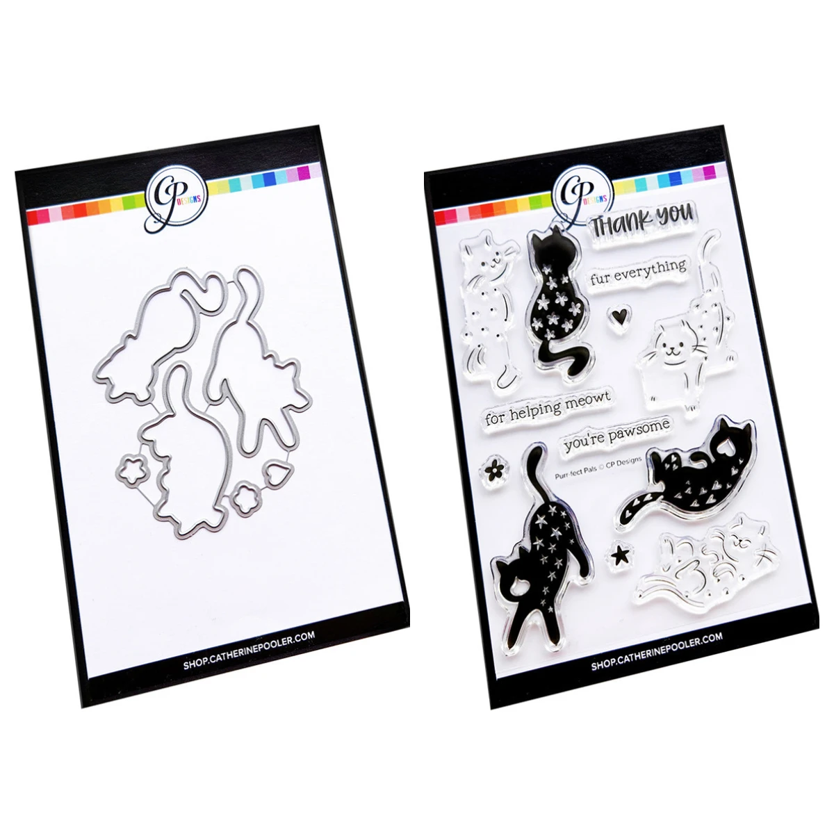 

Purr-Fect Pals Stamps and Metal Cutting Dies Scrapbooking DIY Album Paper Card Embossing Craft Supplies Decor Cut Die