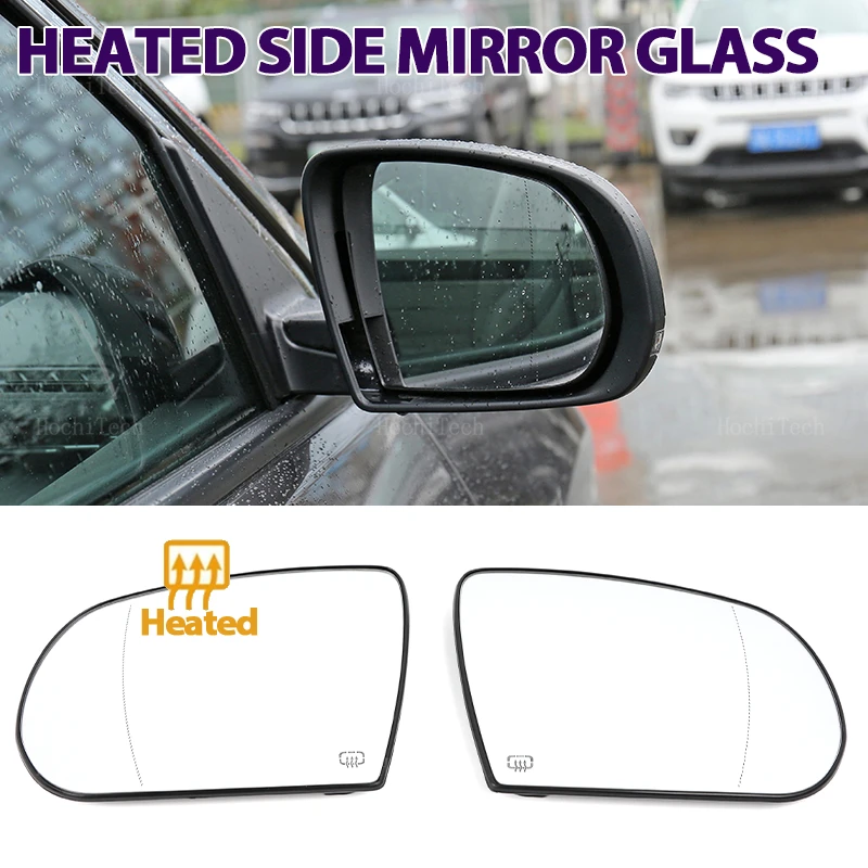 Car Left or Right Heated Clear Rear View Side Mirror Glass Lens for Jeep Compass MP 2017 2018 2019 2020 2021 2022