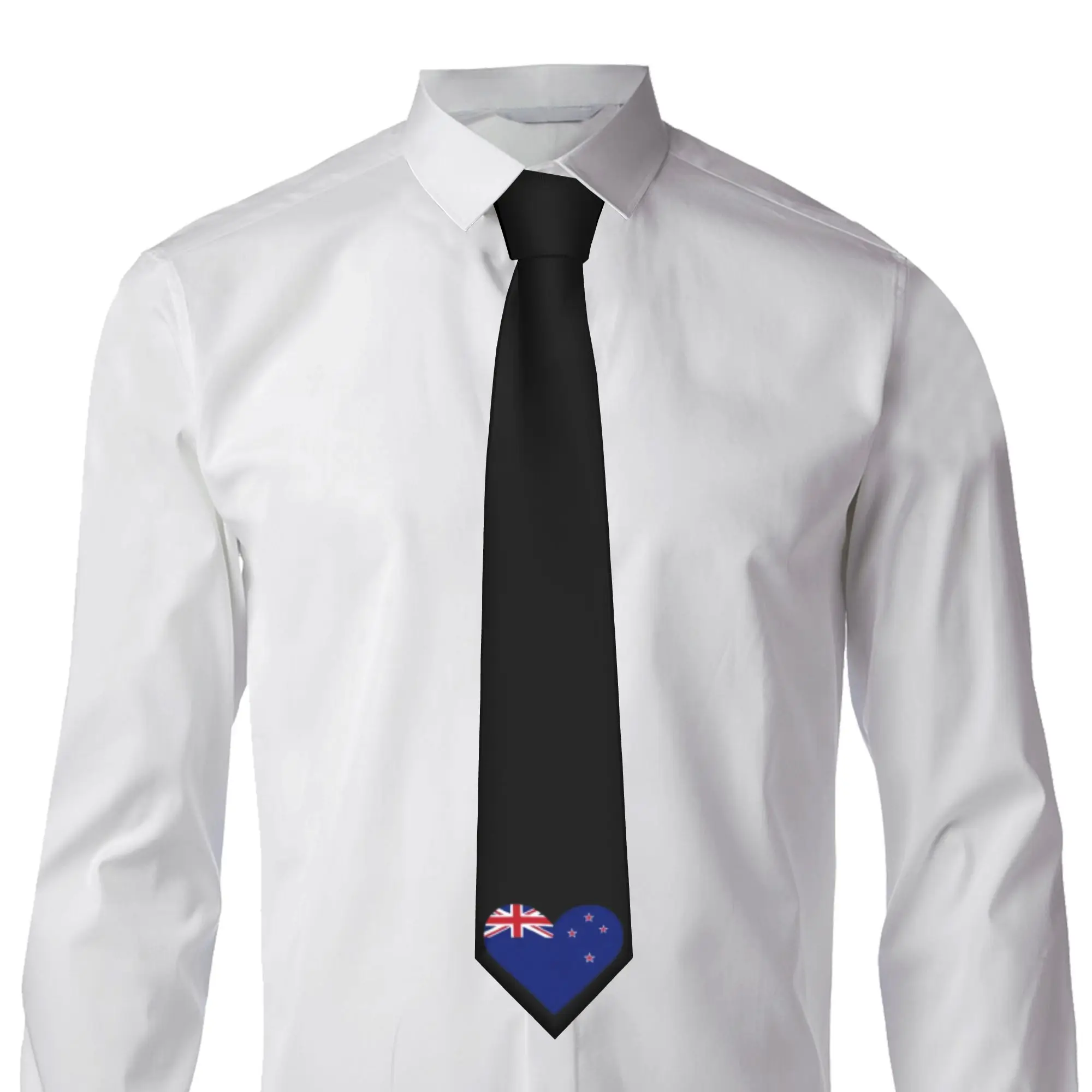 Fashion New Zealand Hearts Flag  Neck Tie Men's Silk  Neckties for Office Cravat