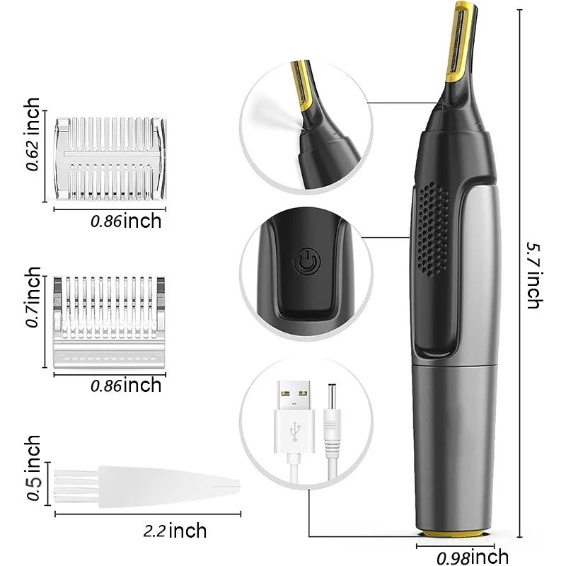 Multifunktionaler Elektrischer Nasenhaarschneider, Ohrenrasierer, Augenbrauen-Trimmer für Nasenhaare, Mini-Rasierer für Männer – Detail 9