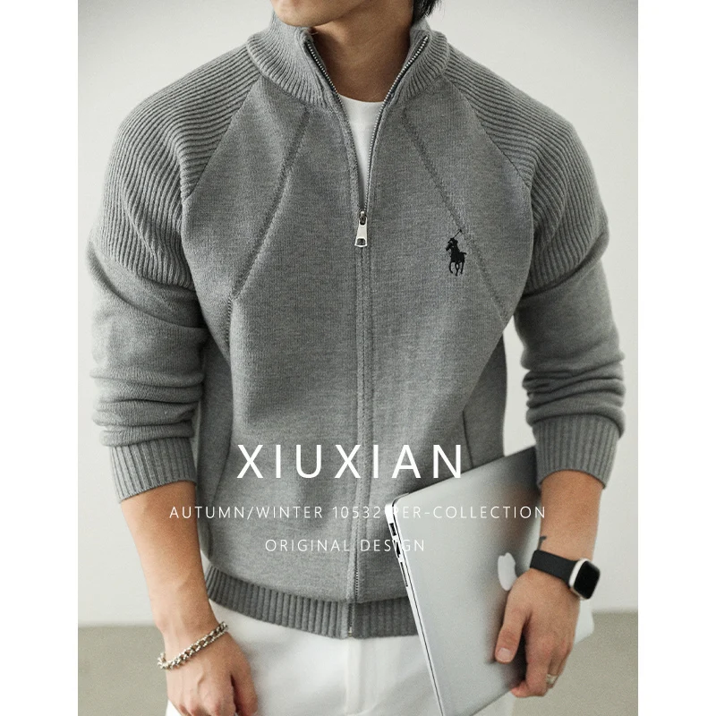 

2025 Autumn/Winter New Men's Embroidered Knitted Cardigan Coat Fashion Button Design Quality Fabric Men's Wardrobe