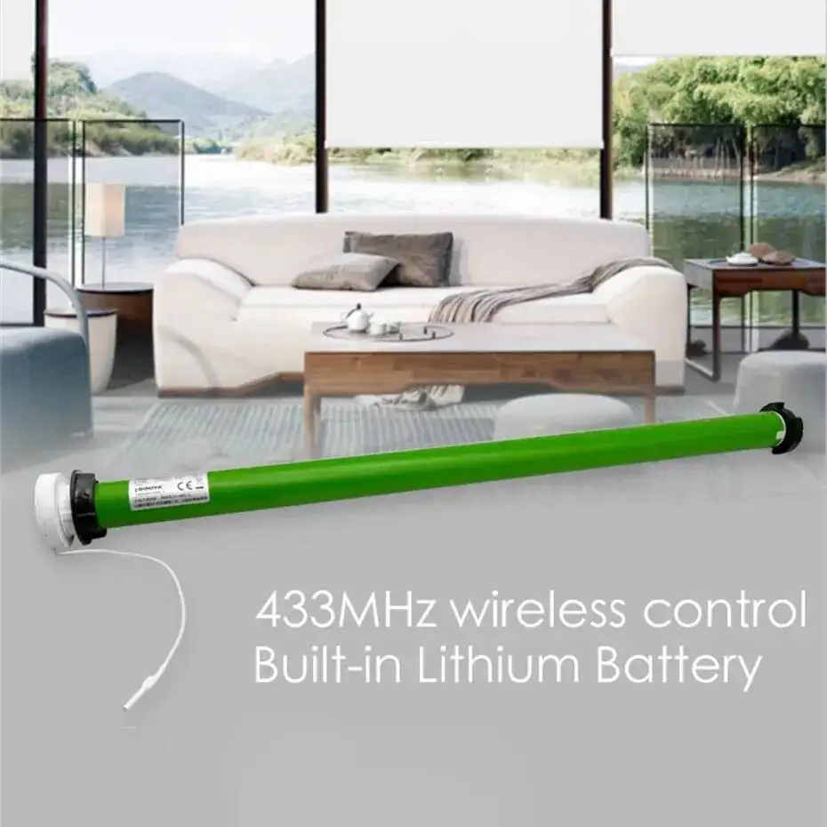 DOOYA DM25LEU Tubular Built-In Li Battery Motor For Rolling Blinds, RF433 Emitter Control,For 38Mm Tube,Brackets+Tail Plug