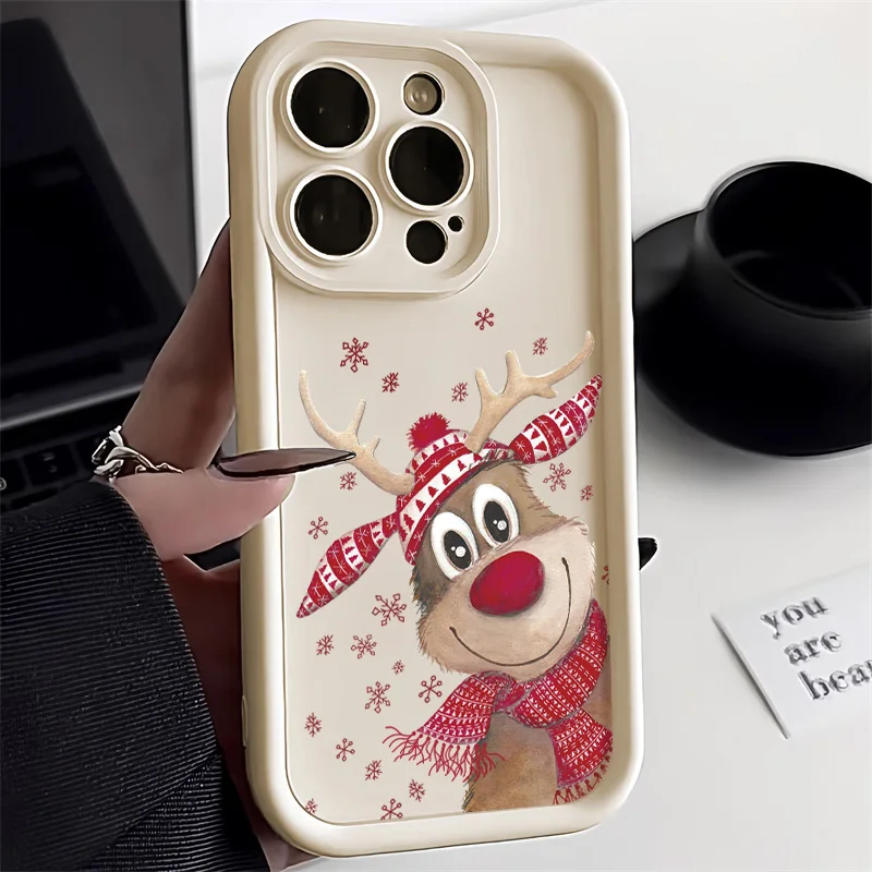 Cute Animals Phone Case For iPhone 16 Pro Case iPhone 13 11 12 14 15 Pro Max X XR XS 7 8 Plus SE 2020 Christmas Shockproof Cover