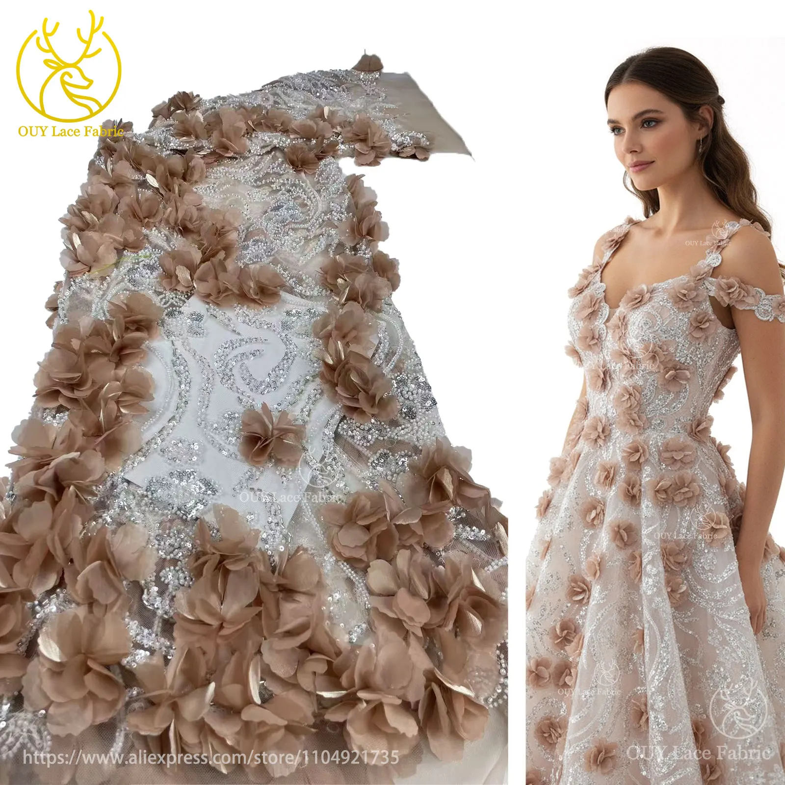 جديد الأفريقي ثلاثية الأبعاد زين الترتر 2025 موضة الفرنسية النيجيري حفلة مطرز الديكور تول أقمشة الدانتيل لفساتين الزفاف