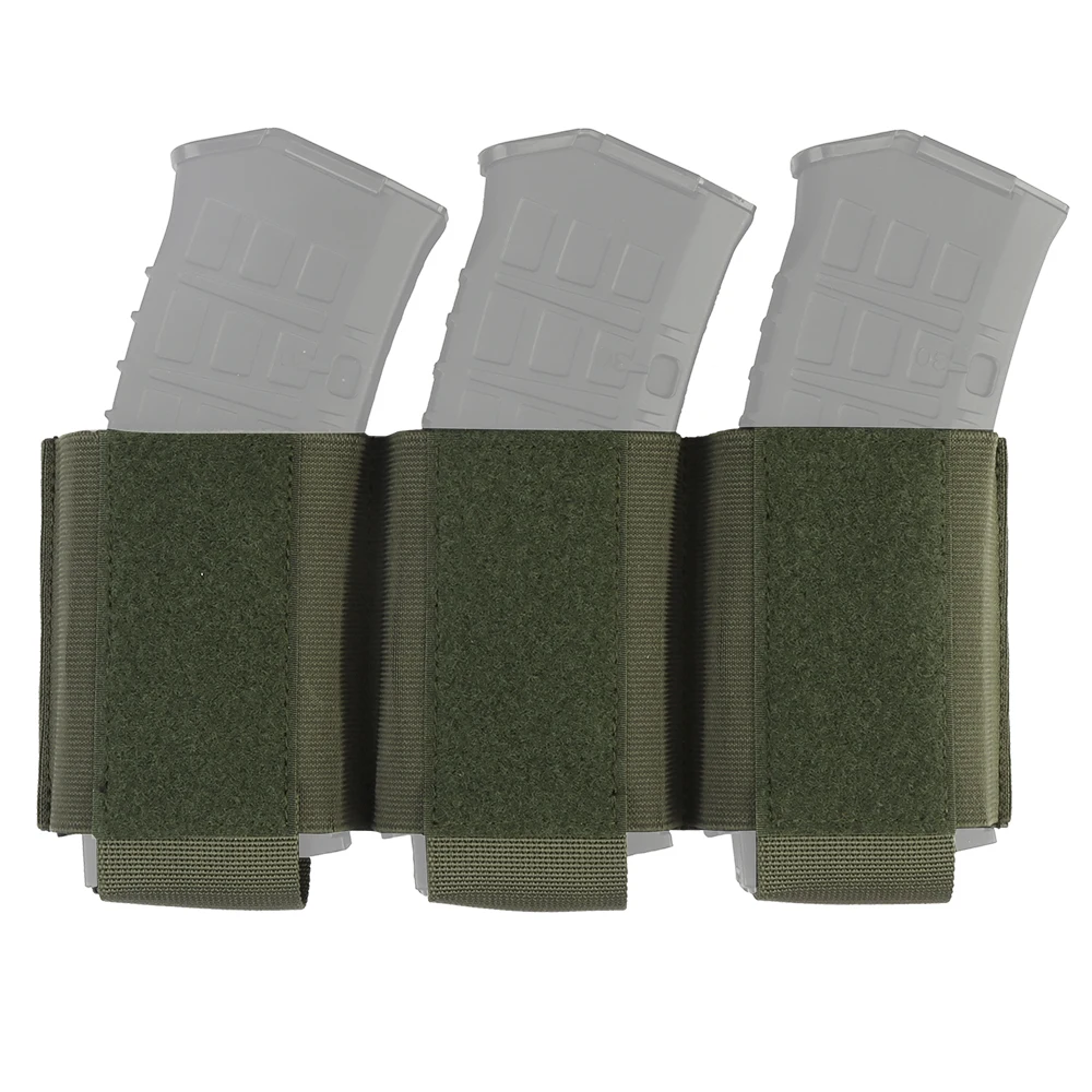 Tactical Elastic Triple Magazine Pouch shooting Vest Insertable magazine bag 5.56 7.62 M4 M16 AK Rifle Mag Holster Back Magic view 5