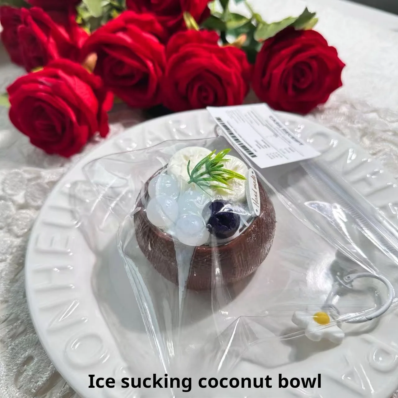 Coconut bowl, cake, food, kneading, stress relieving toy, handmade Taba gummies, cream, soft and sticky, slow rebound gift