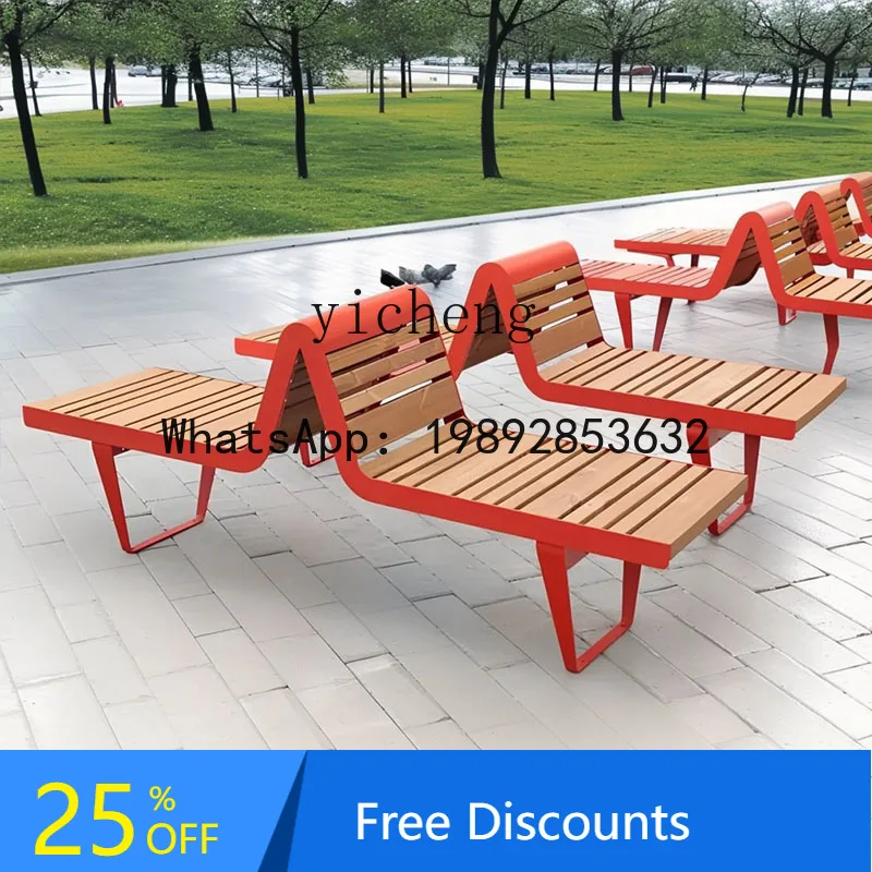

AA bench anti-corrosion wood solid wood furniture chair wrought iron courtyard community bench stool
