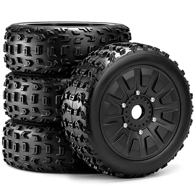 ABUM-17Mm Hex RC Off Road Rubber Wheels Tires 118.6X 42M For 1/8 Arrma Typhon For Kyosho RC Car Upgrade Parts Black