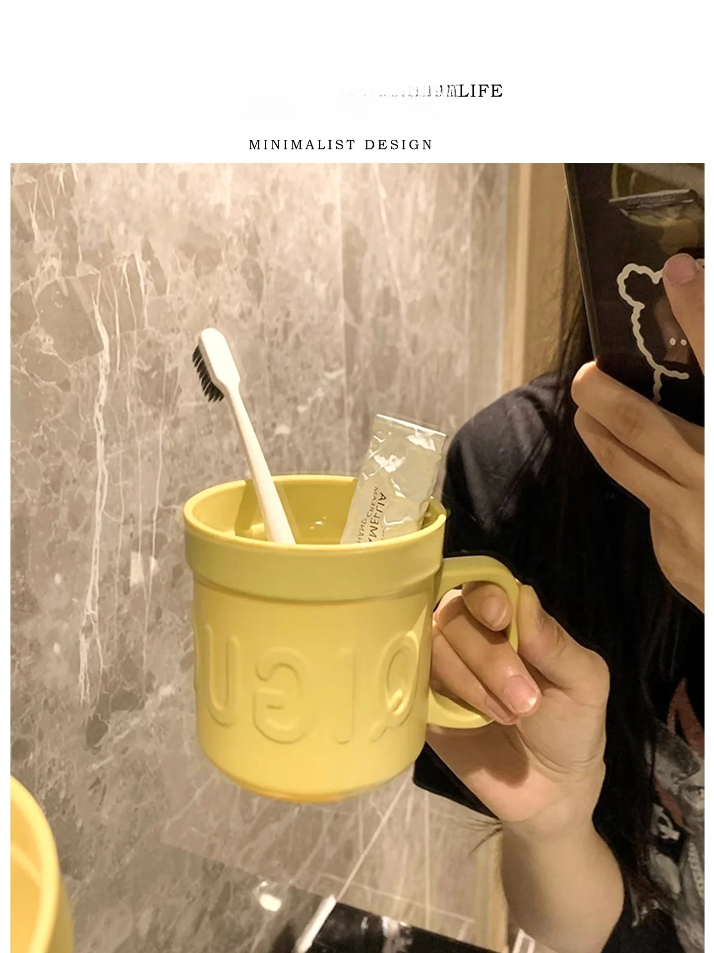 

Стакан для зубных щеток Tlife Letter Design: высокая эстетика, для дома, для полоскания рта, парный, простой, стильный, пластиковый, матовый.