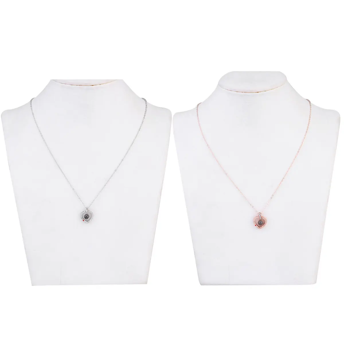 2Pcs Love Projection Necklace Alloy Pendant for Women Fashionable Romantic Clavicle Chain I Love You Gift Jewelry