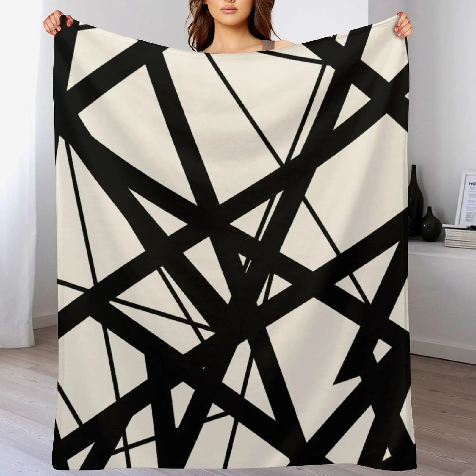 

EVH: authentic Black & White Stripes design (eggshell) Throw Blanket Flannel Plush Blankets