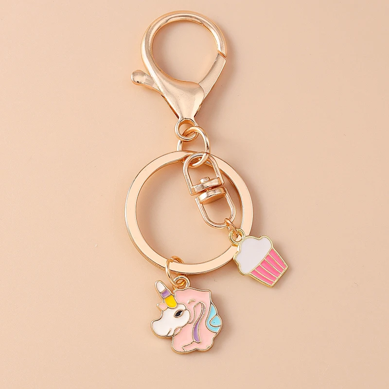 Cute Enamel Unicorn Keychain Horse Key Ring Women Girls Handbag Pendant DIY Jewelry Gift Accessories