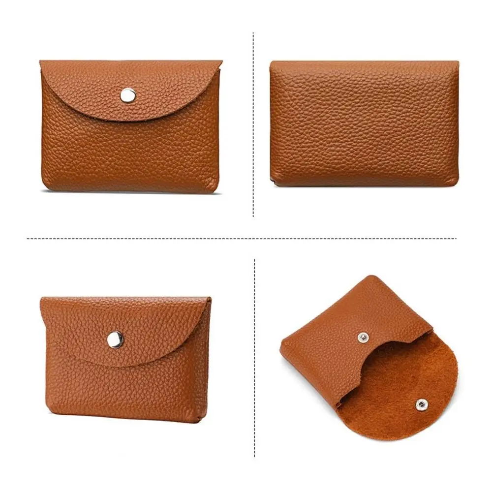 Dompet Koin Lapis Tunggal/Ganda Modis Tas Kartu Kulit Asli Multifungsi Dompet Kecil Pendek