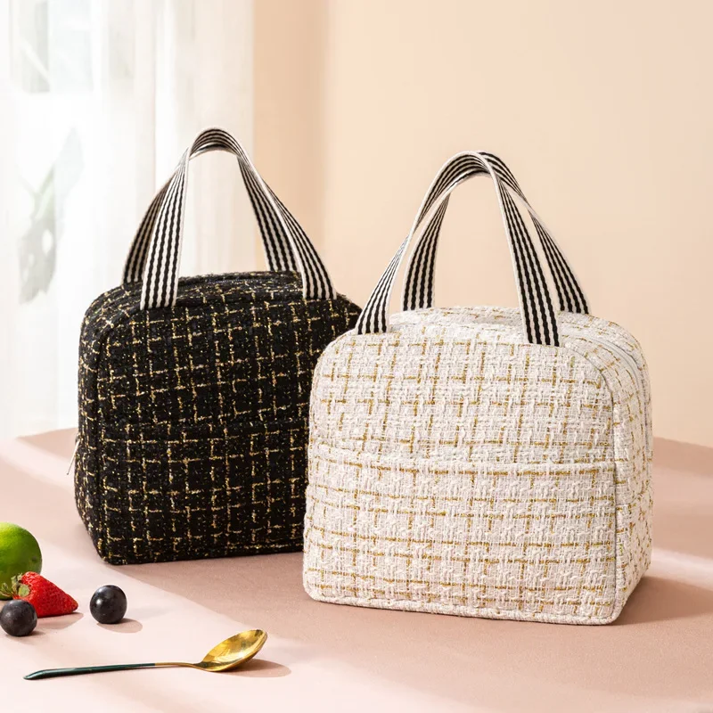 Simple Small Fragrance Hand-held Rice Insulated Bag, Student Lunch Bag, Insulated Lunch Bag, Waterproof Lunch Box Bag
