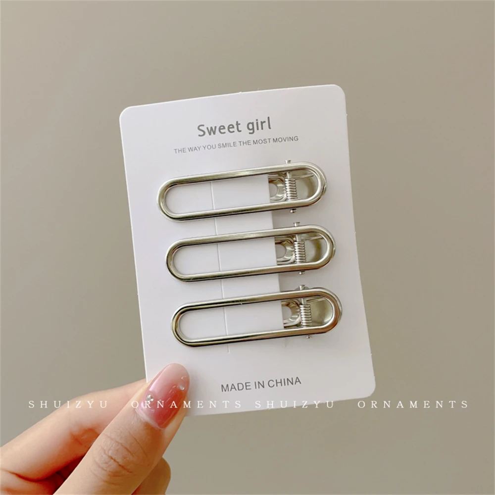 3/6/9/12Pcs Girl Y2k Hair pins Silver Metal Duckbill Clip Women Hair Clips Side Bangs Female Ladies Barrettes Hair Accessories