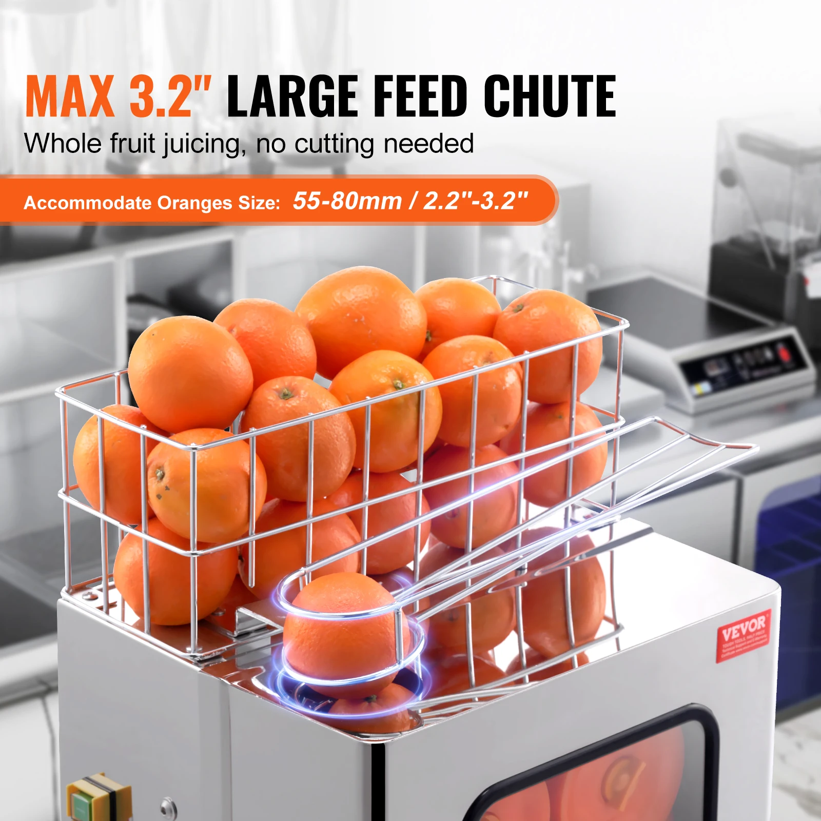 VEVOR Commercial Orange Juicer Machine 120W Automatic Juice Extractor Stainless Steel Orange Squeezer 20 Oranges/Minute