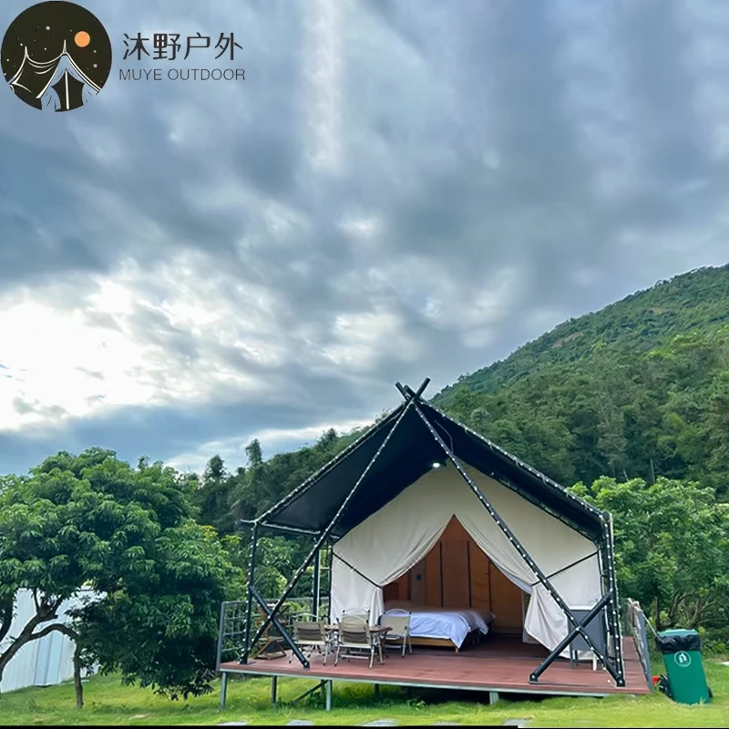 Camp, hotel, tent, overnight stay, wooden house, B&B, leisure and entertainment tent, catering tent, large space, shade room