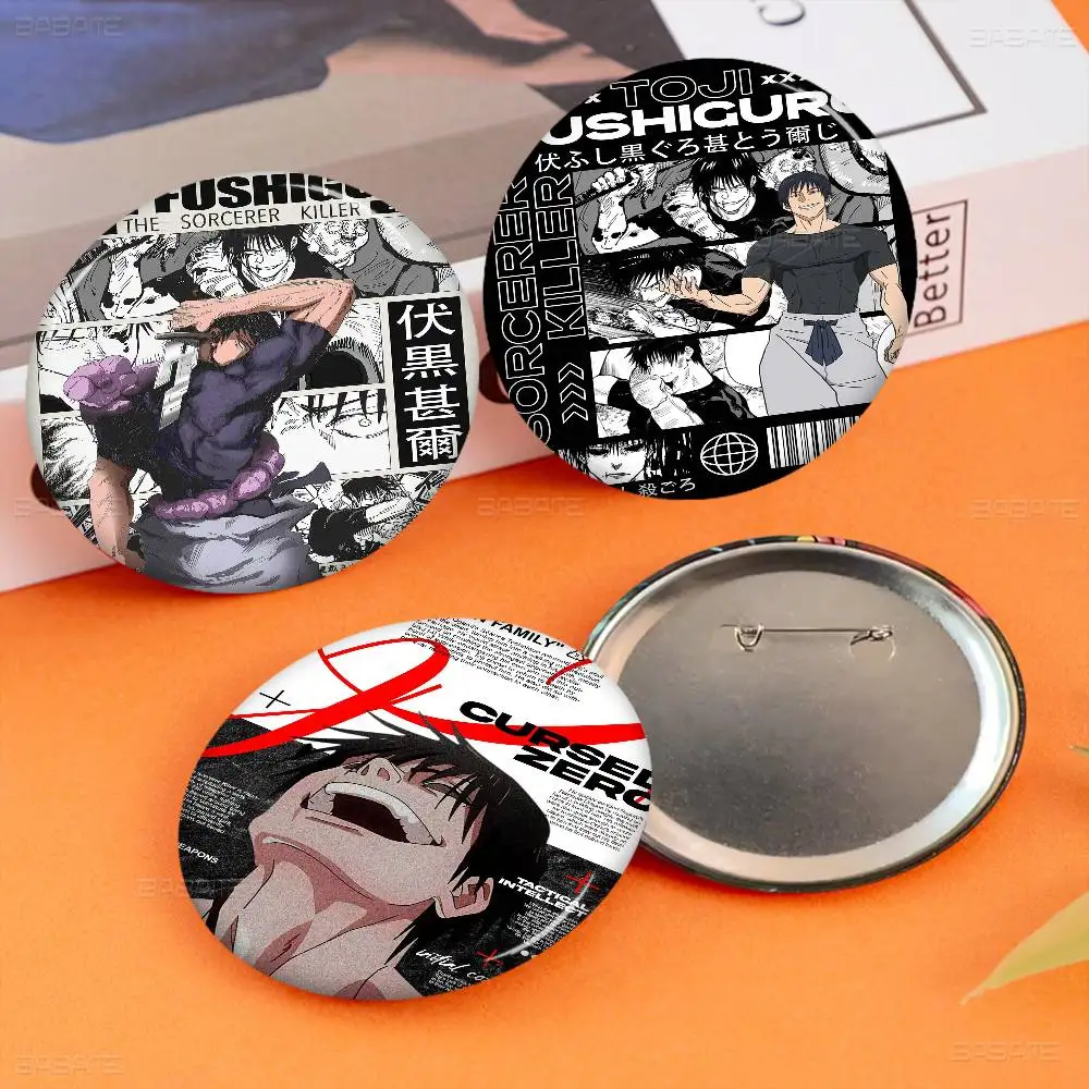 Jujutsu Kaisen Fushiguro Toji Customizable Soft Button Pin For Women Creative Jewelry Funny Badge Cartoon Lover Hat