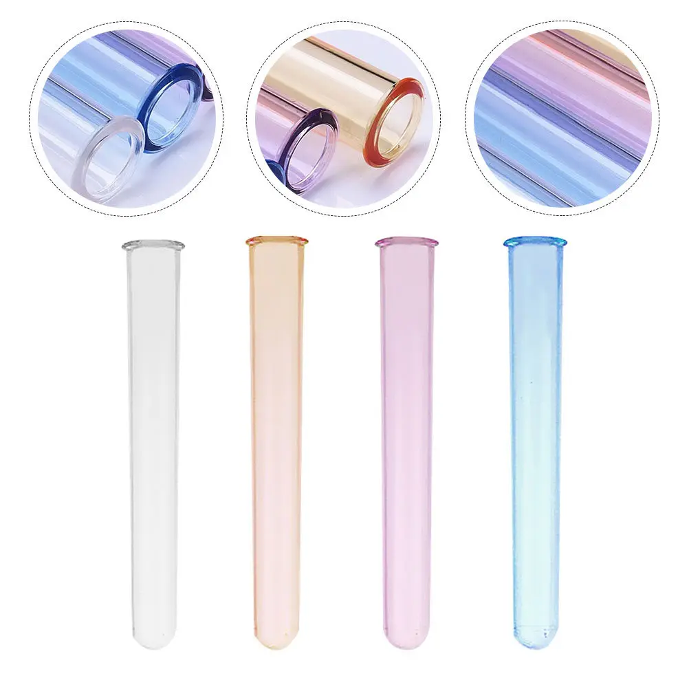4Pcs Colored Test Tubes Pc Material Round Bottom Reusable Liquid Storage Tubes for Lab Bar Scientific Experiment Research