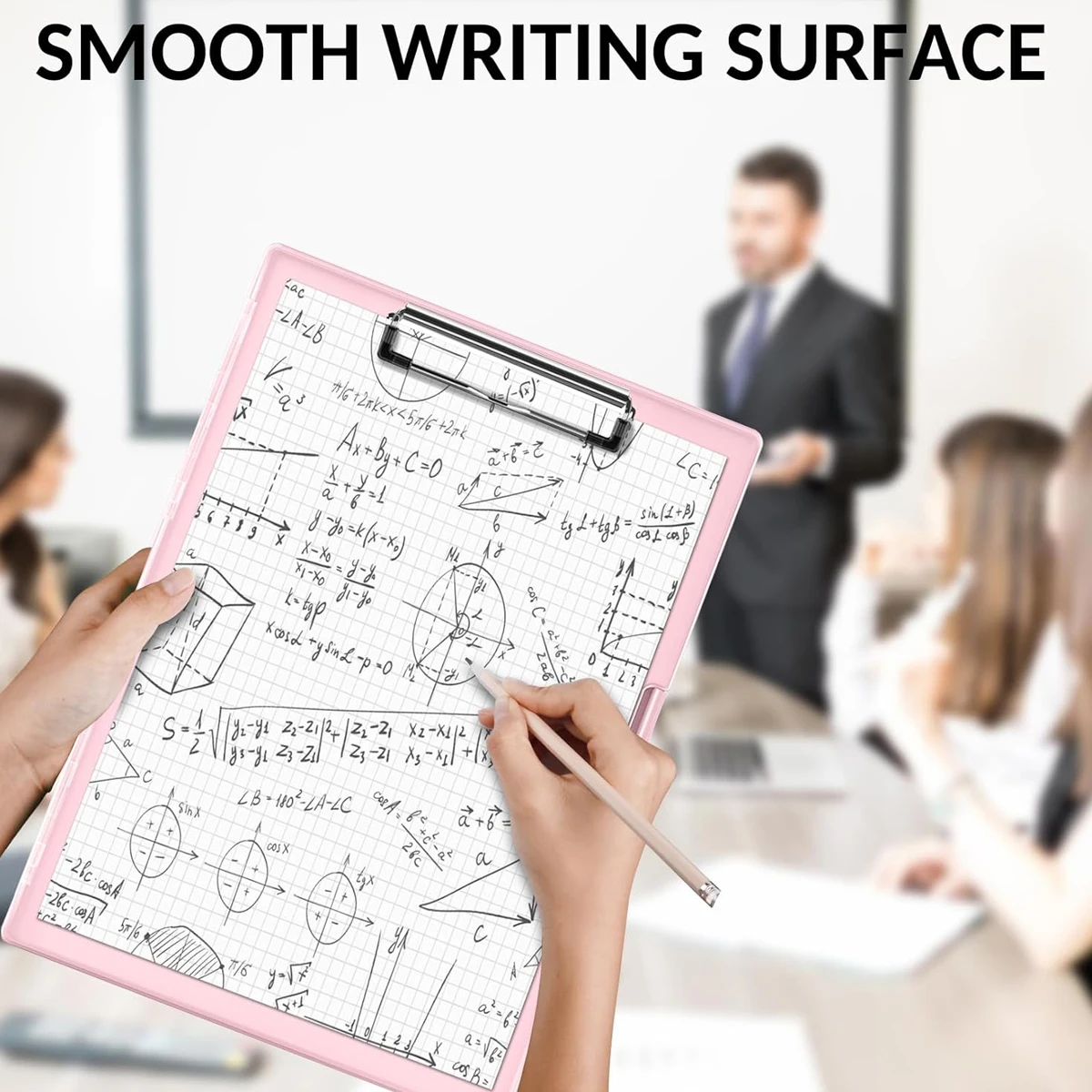 Pink Project Folder, Clipboard with Storage, 2 Storage Spaces, Dry Erase Plastic Clipboard