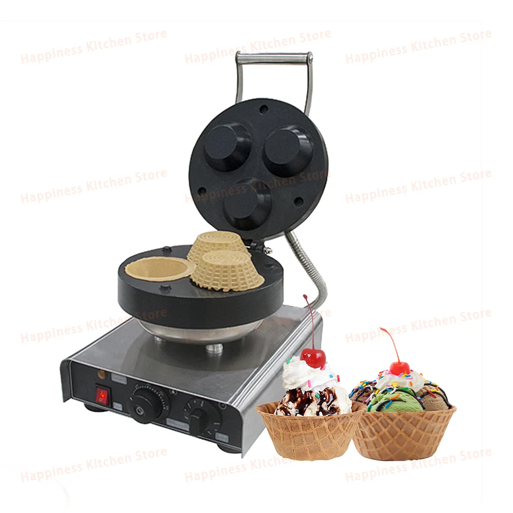 Stuffed Waffle Maker Electric Waffle Machine Ice Cream Cup Shape Ice Cream Waffle Pancake Machine Commercial 110-240V