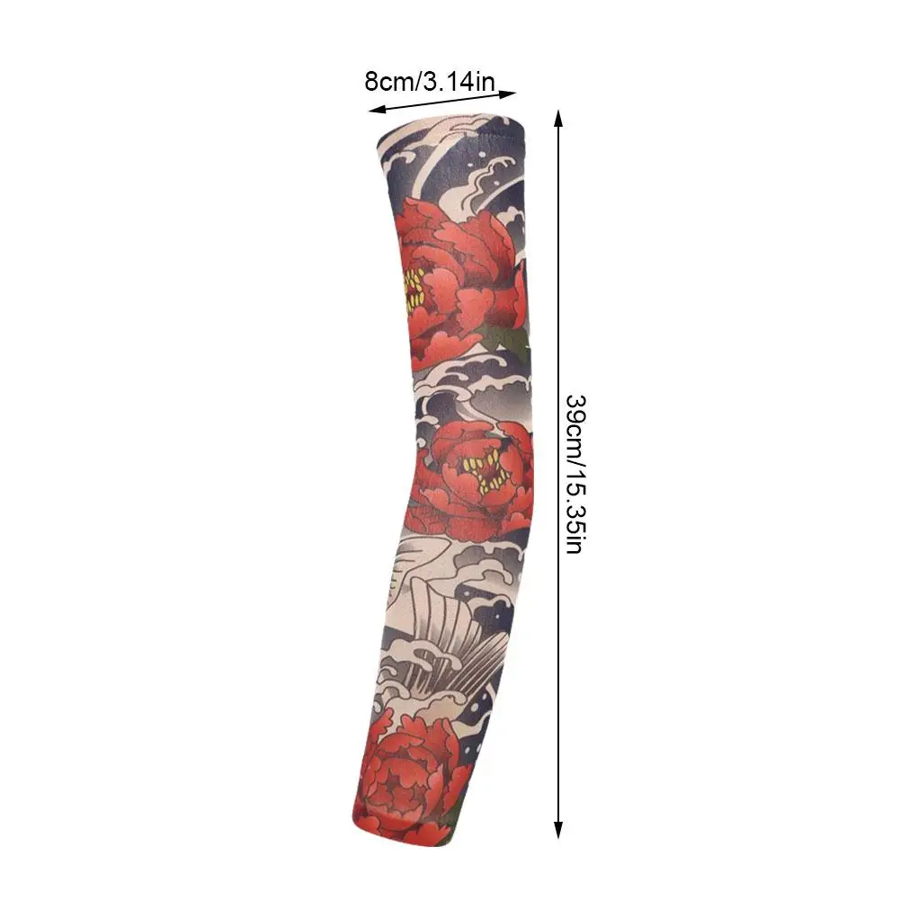 1Pcs Flower Arm Tattoo Sleeve New UV Protection Summer Cooling Cycling Sports Sleeves Sun Protection Seamless Design Outdoor