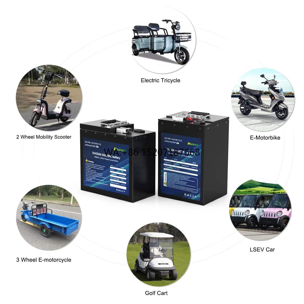 

48 В 60 В 72 В 30 Ач 40 Ач 50 Ач 60 Ач 100 Ач Lifepo4 72 Вольт Аккумулятор Delong Электрический мотоцикл Скутер Литий-ионные аккумуляторы