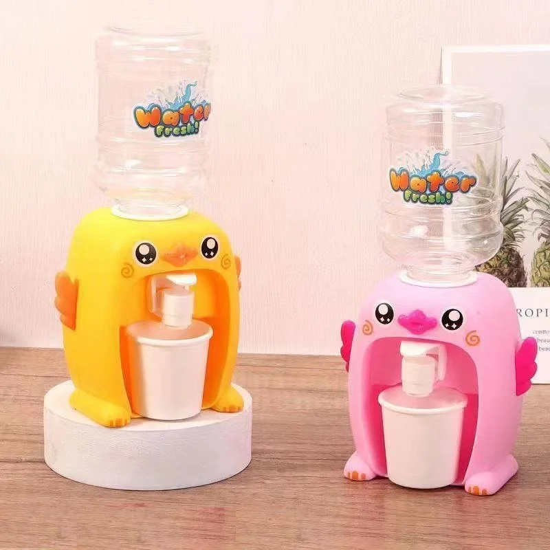 Electric Mini Water Dispenser Animal Cute Set Yellow Duck Kids\' Drinking Fountain Machine With Led Kitchen Pretend Play Home Toy