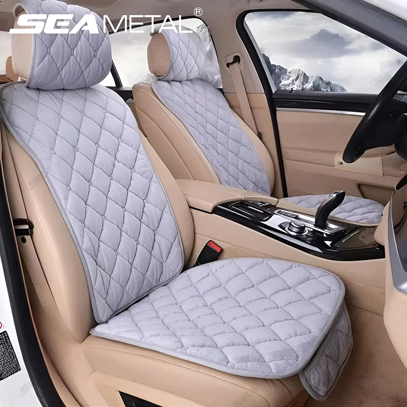 SEAMETAL Plüsch-Autositzbezug, 4 Jahreszeiten, atmungsaktiv, Auto-Sitzkissen, rutschfest, atmungsaktiv, universell für Limousine, SUV, LKW, Van