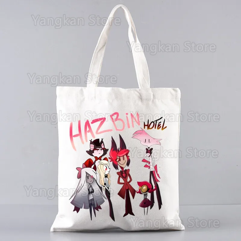 

Hazbin Comedy Angel Dust Canvas Tote Bag Casual Shoulder School Bags Reusable Unisex's Shopping Bag