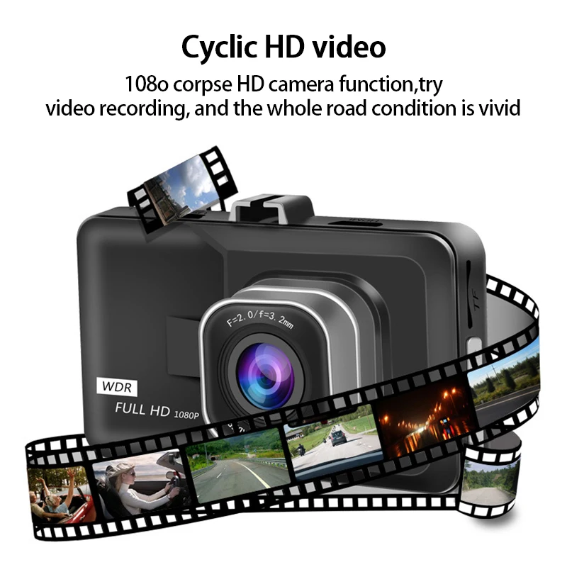 Brand New Full HD 1080P Dash Cam Dash Cam Driving Video Recorder For Car DVR 3 Inch Night Cycle Recording Wide Angle DVR Camera