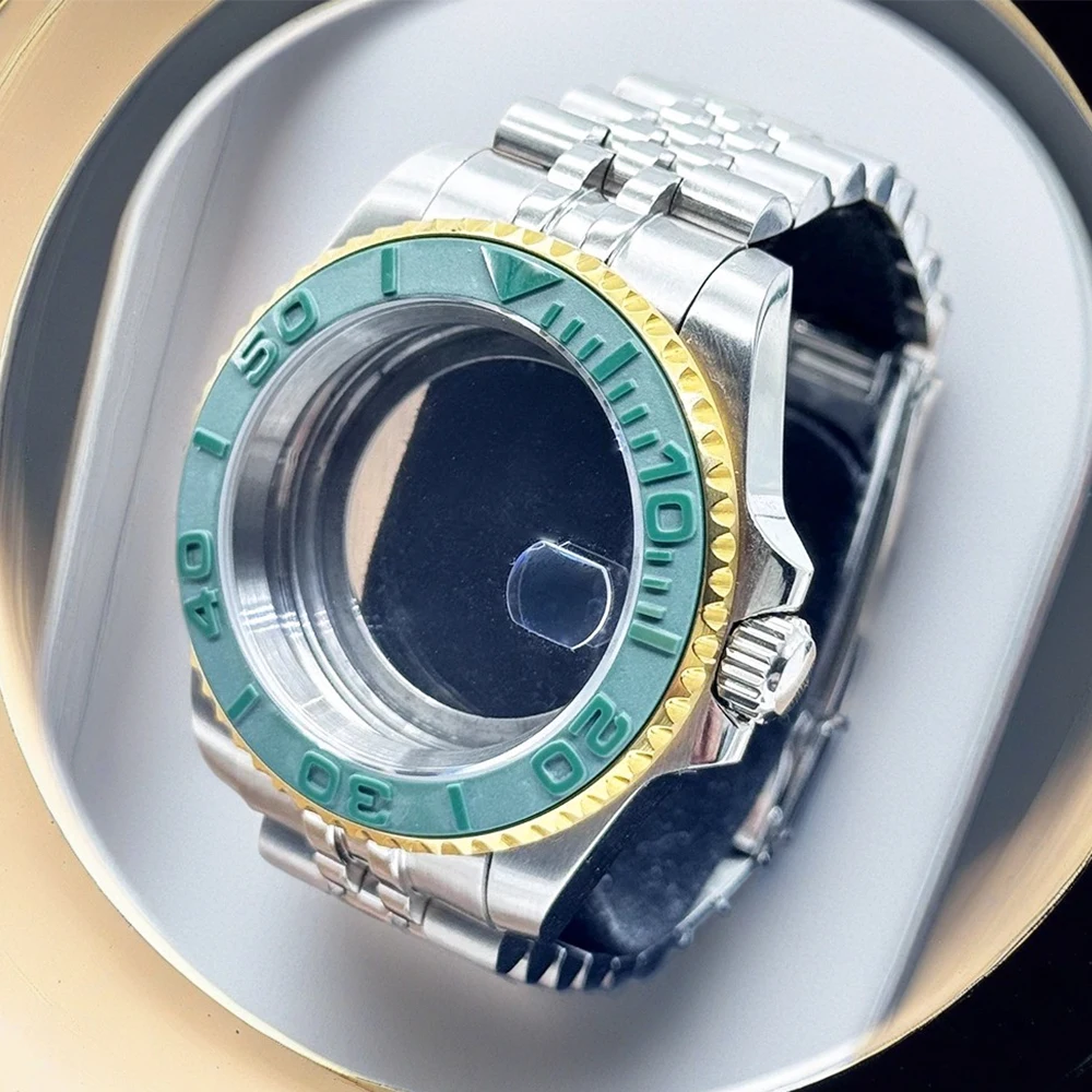 28.5 مللي متر الطلب NH34 NH35 NH36 NH38 NH39 NH70 حركة SilverGold ساعة صندوق الفرعية GMT الألومنيوم الحافة الياقوت 40 مللي متر