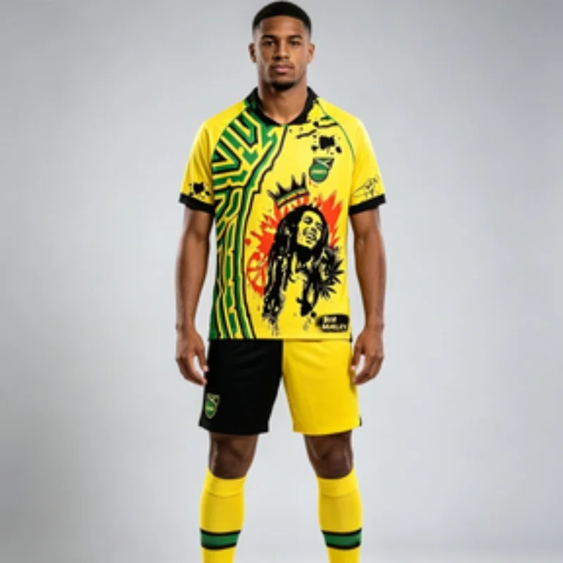 2026 Sommer Neu Gedenk-T-Shirt Herren Jamaika T-Shirt Bob Marley Sonderedition Trikot Graffiti Outdoor Eltern-Kind T-Shirt – Detail 3
