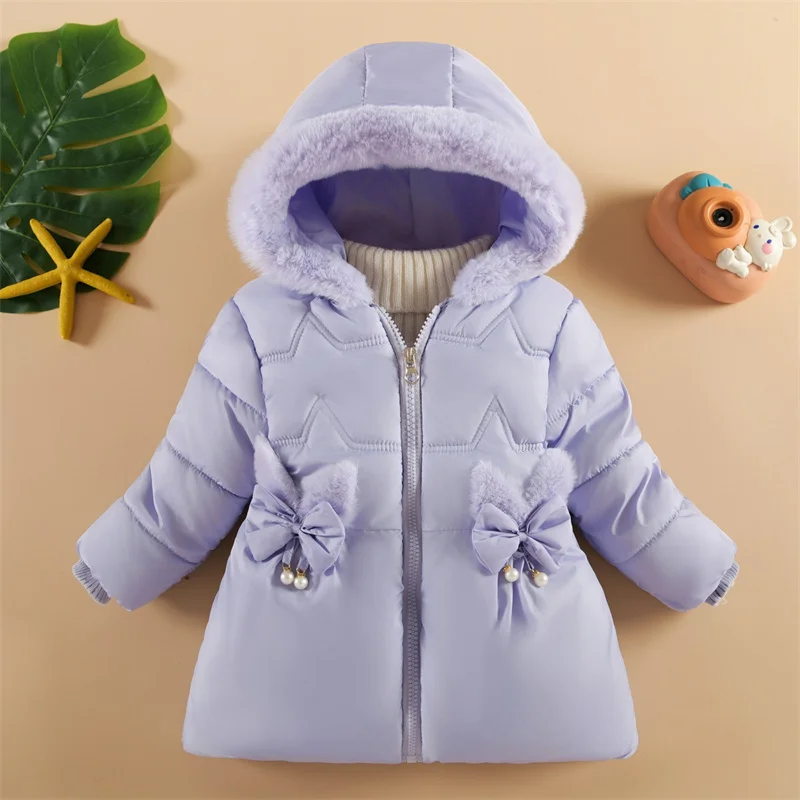 Baby Plush Thick Coat Girls Plus Velvet Jacket Autumn Winter Warm Outerwear Children Hooded Zipper Parkas New Kids Clothing