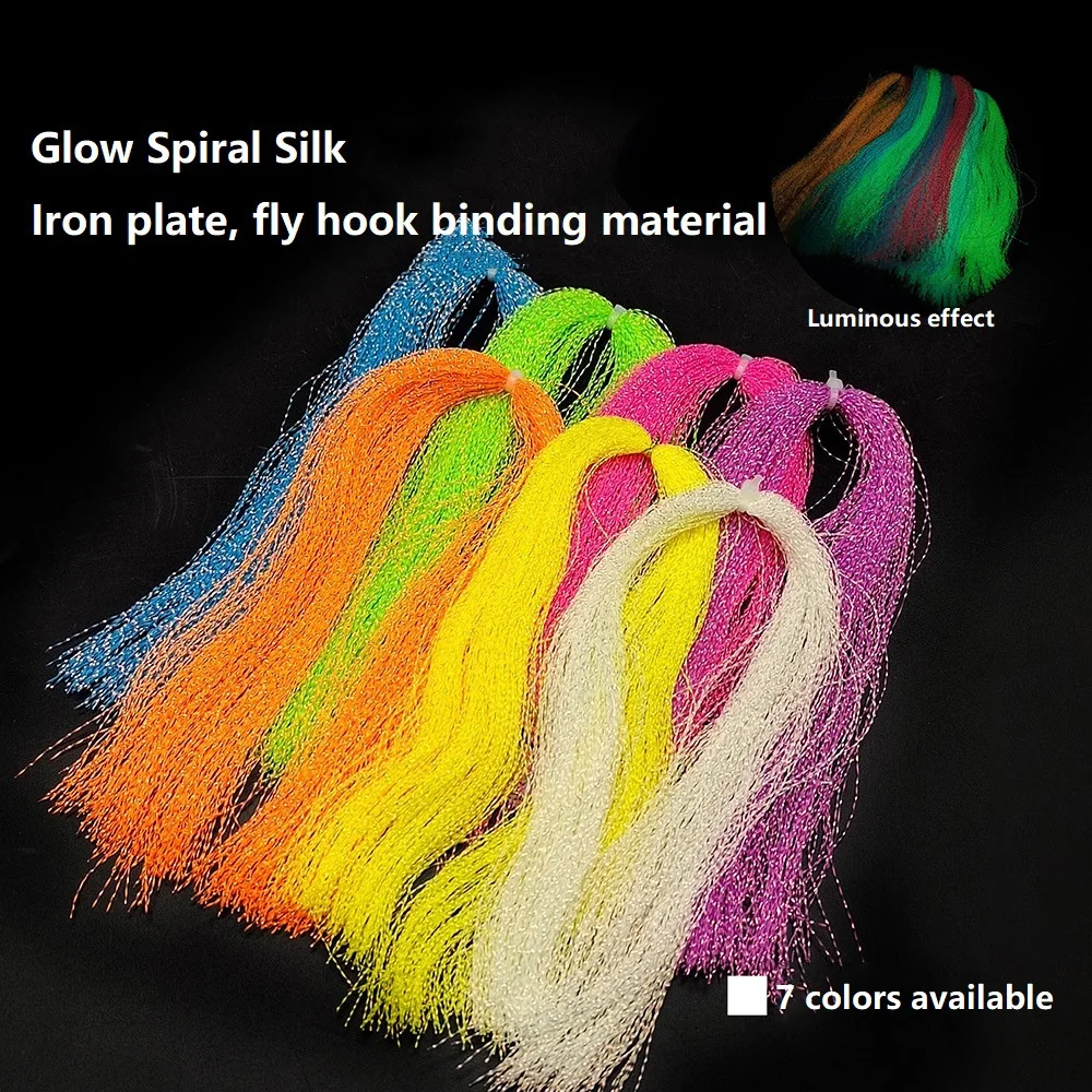 200pcs/lot noctilucent colour Flash Fly Tying Material Glow Spiral Colorful Silk Bait Line durable convenient fishing Accessorie