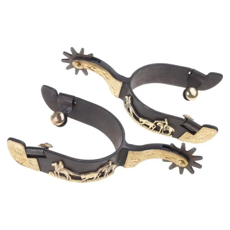 Espuela caballo acero dulce 652F, decoración tallada a mano, espuela cuerda, decoración espuela bota caballo a