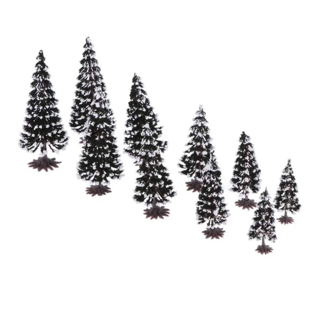 10pcs Model with Snow, 1:70-1:200 Scale Diorama Miniature Landscape Wargame Scenery Supplies