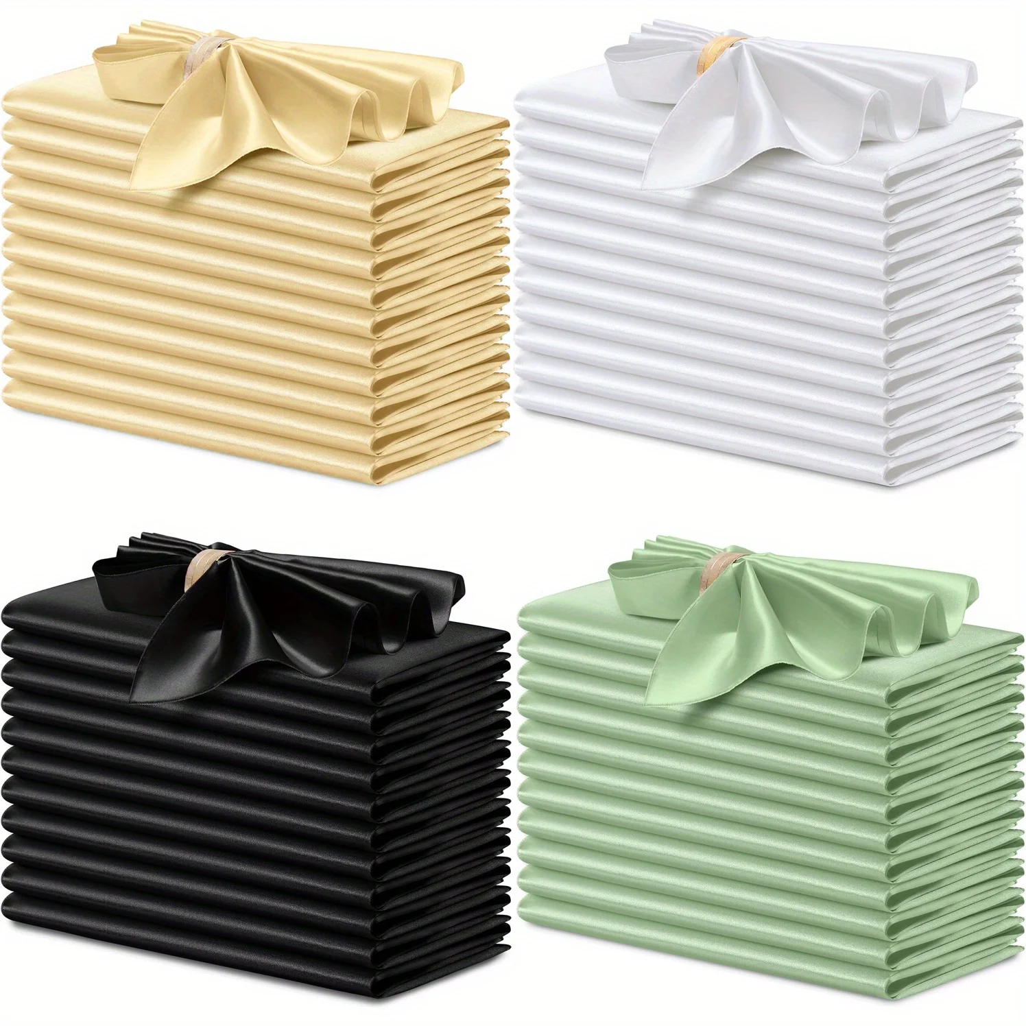 

24Pcs Satin Napkin Square 30x30cm Dinner Napkins Weddings Party Napkin Soft Table Napkins for Romantic Weddings Party Decoration