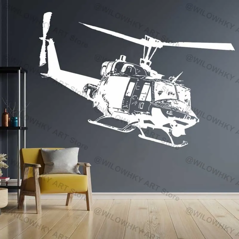 Huey Helicopter Vinyl Wall Stickers Transport Military War Weapons School Teen Kids Room Living Room Decor Art Mural Wallpaper 9