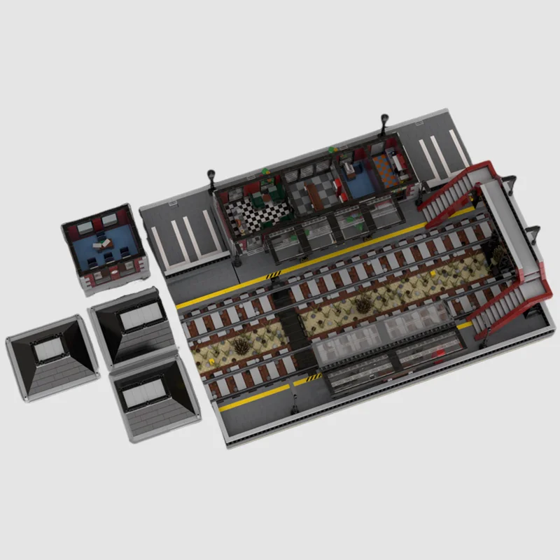 MOC 4281 قطعة محطة قطار المدينة الصغيرة نموذج العمارة لتقوم بها بنفسك الإبداعية الأطفال لعبة الطوب عيد ميلاد بناء كتل هدايا الكريسماس