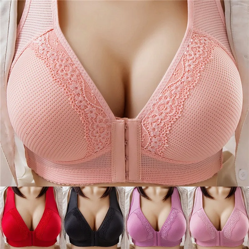 

Front Buckle Women Bra Thin And Rimless Brassieres Breathable Underwears Comfortable Middle-aged And Elderly Women