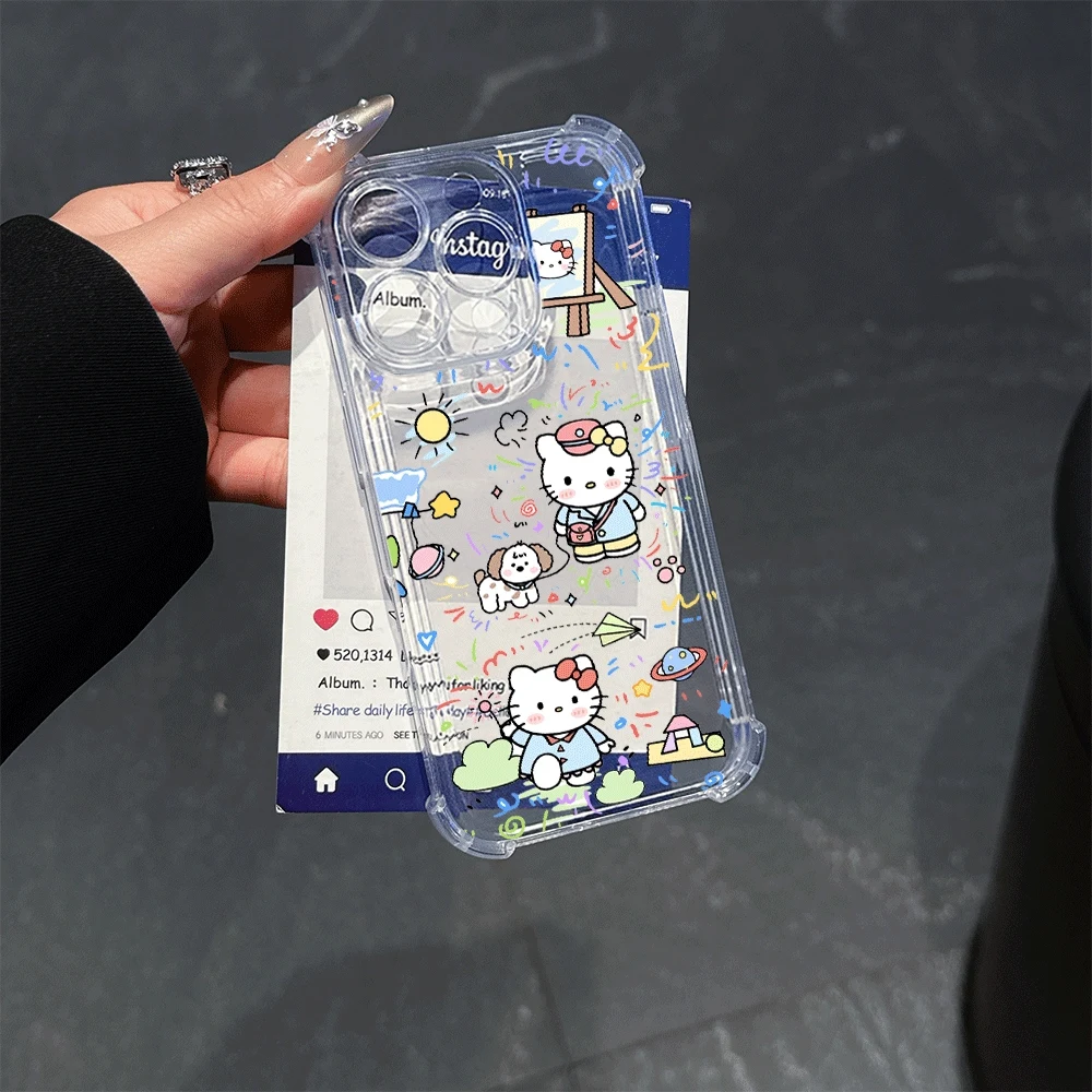 

Чехлы для телефонов Sanrio для IPhone 14, IPhone 16/15/14/13/12/11/x/xs/xs Max, мягкий чехол для телефона Sanrio KT Ins, стиль, простота