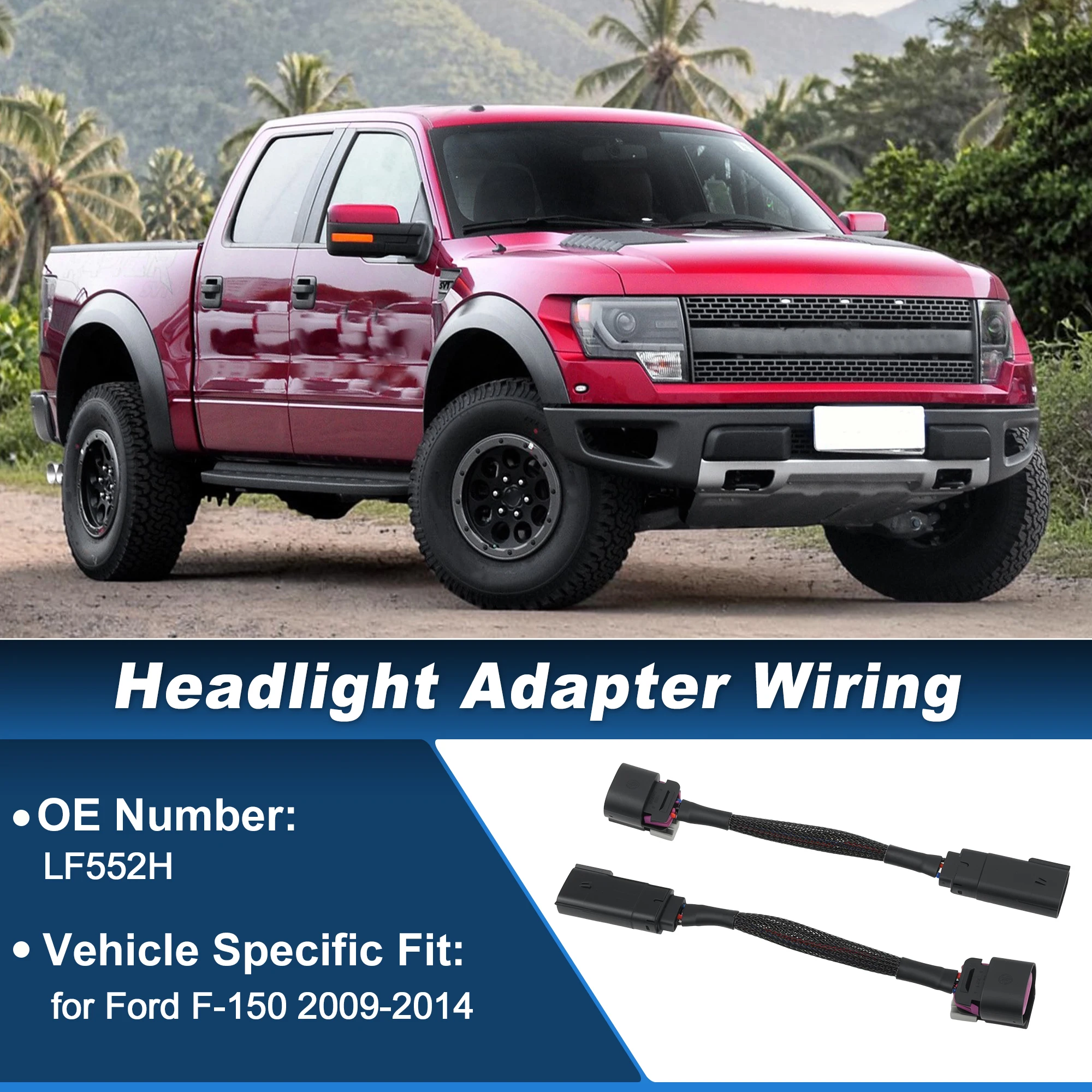 UXCELL 2pcs HID to LED Headlight Connector Wiring for Ford F-150 2009-2014 LF552H