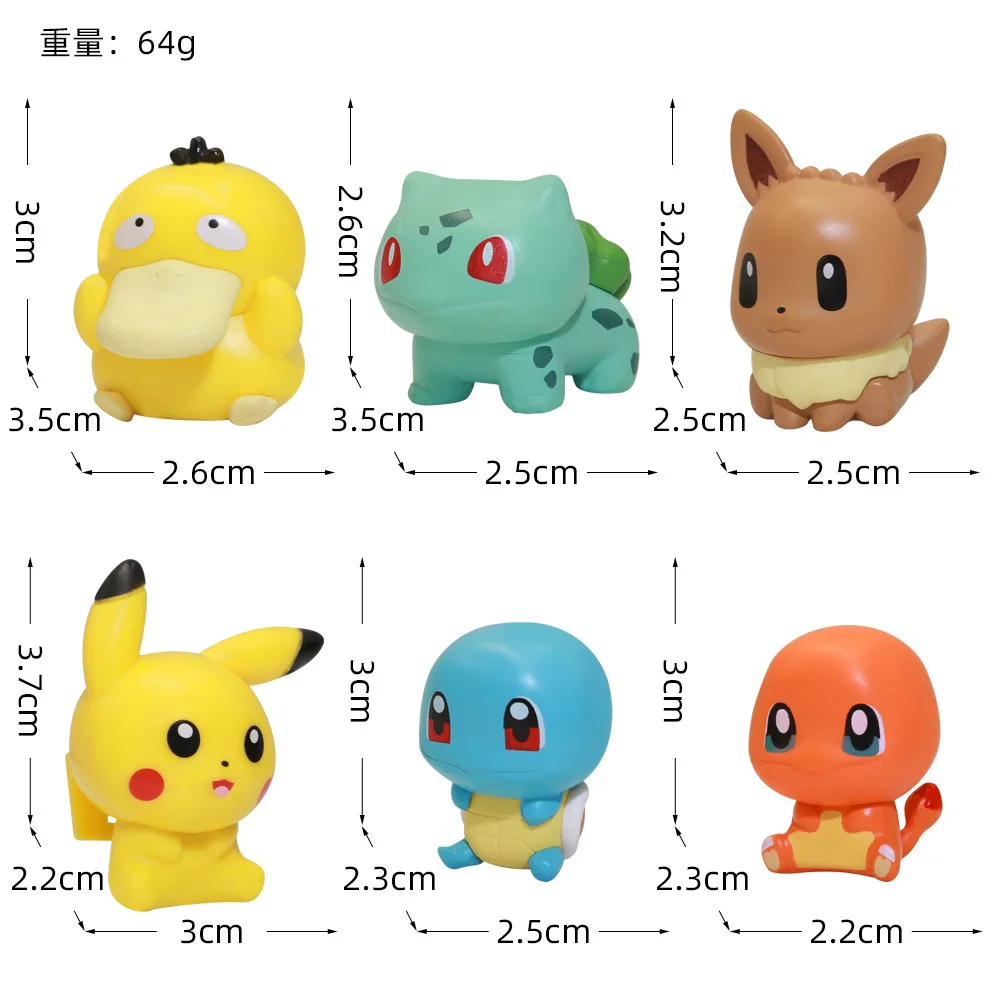 6 Stück Poke Auto-Armaturenbrett-Dekoration Cartoon-Minifiguren Pichu Squirtle Eevee Auto-Innenraum Mittelkonsolen-Display-Ornament – Detail 9