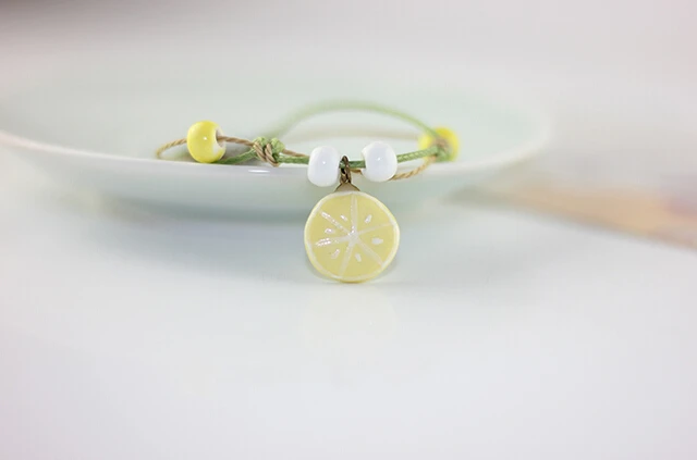 Miredo jewelry wholesale cute little strawberry watermelon clavicle necklace ceramic pendants twitter woven chain necklace #5182