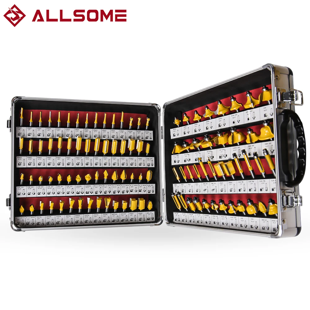 

Allsome 100pcs 1/4” Router Bits, Carbide Wood Milling Cutter for Woodworkers and Beginners, Ideal for Woodworking Project