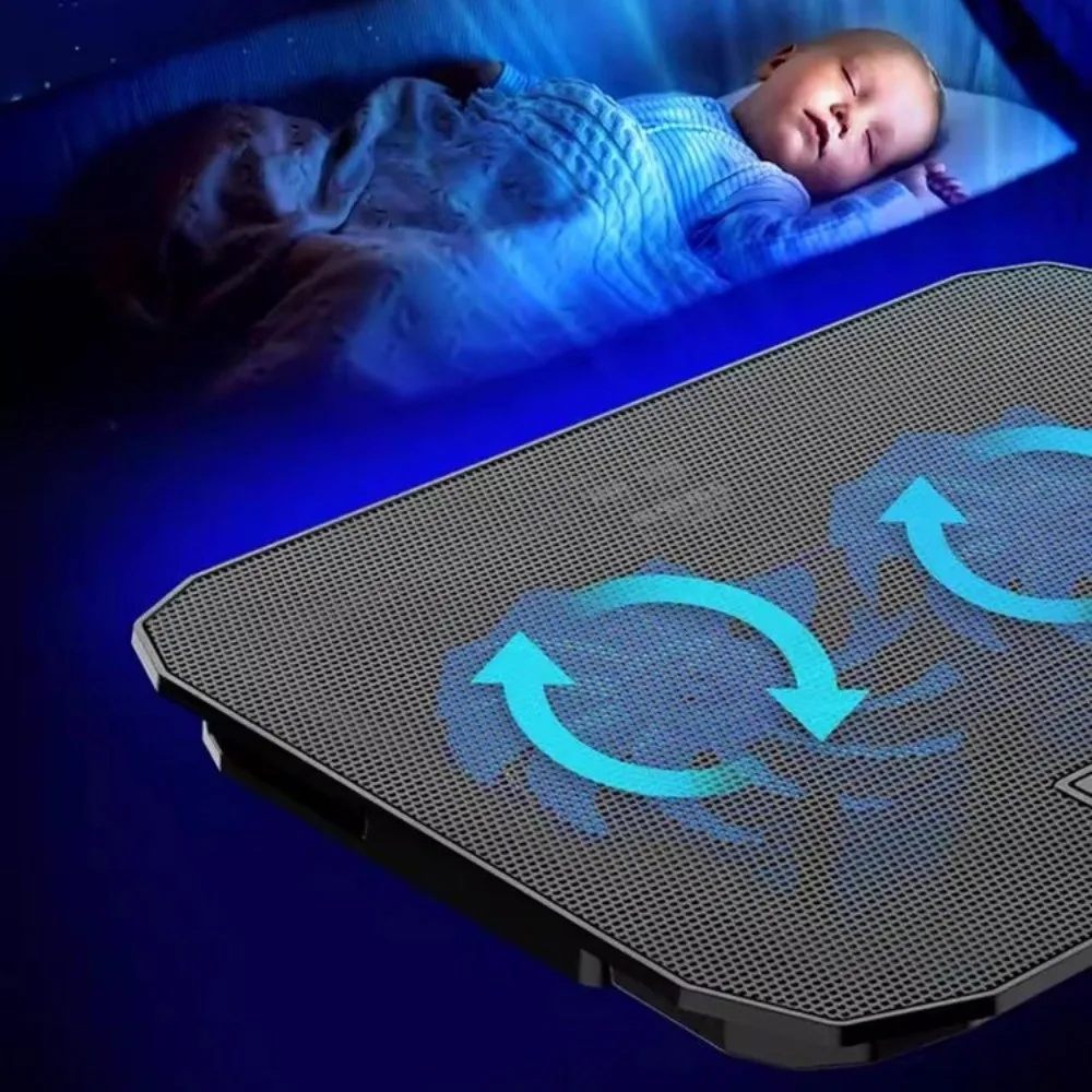 CPU Cooling Foldable Laptop Table Colored Lights RGB Two Fans Notebook Riser 8-speed Adjustment Portable Laptop Stand Holder