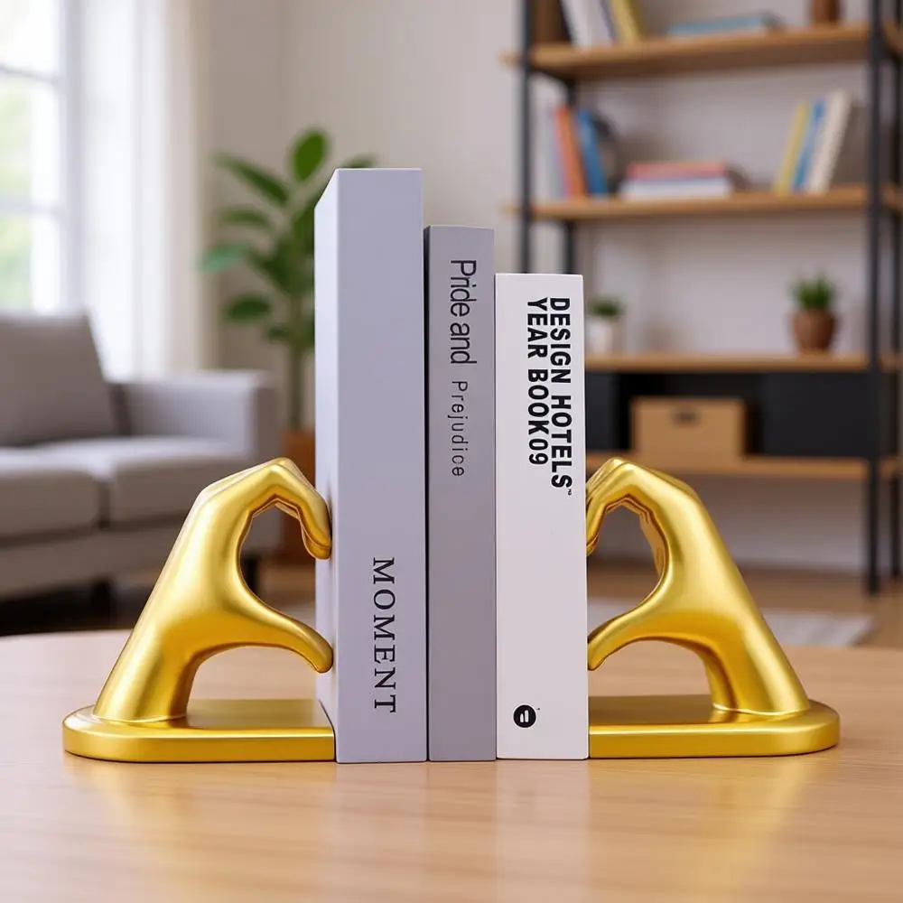 

Золотистые подставки для книг в форме сердца, подарок на День матери, нескользящие, из прочной смолы, 10,43 x 3,93 x 5,51 дюйма.