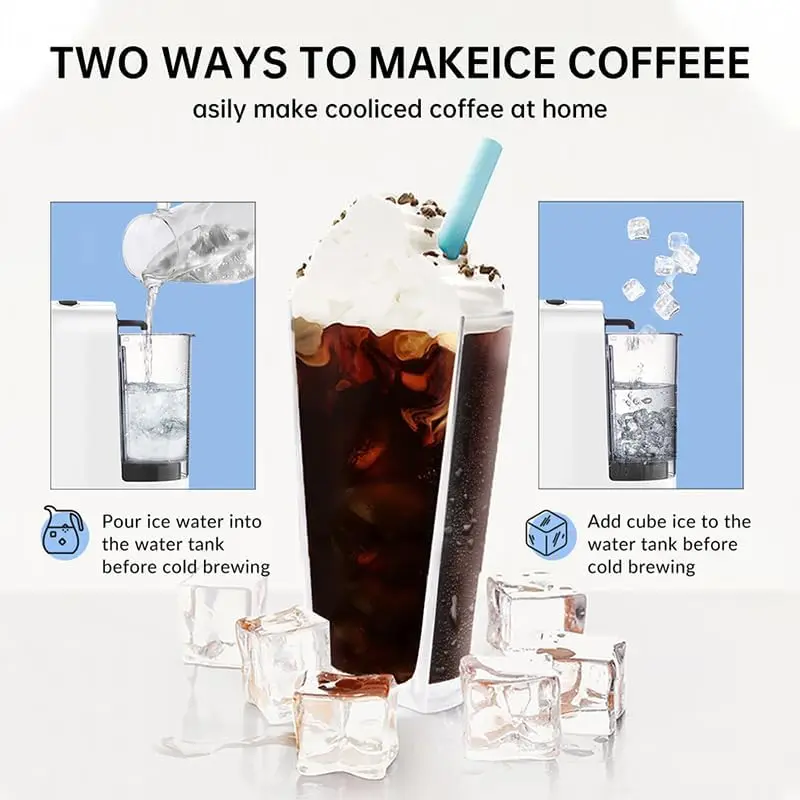 MK-603 ポッドコーヒーメーカー、4 in 1 ホット/コールド シングルサーブ エスプレッソマシン、Kカップポッド、ネスオリジナル/DGカプセル対応